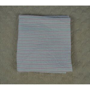 Modern Baby Stripes Baby Receiving Blanket Flannel White Pink Aqua Blue